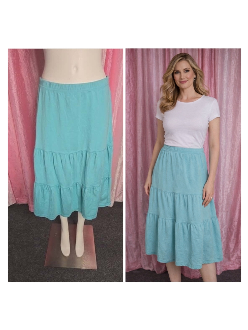 J. Jill Pull Teal 100% Cotton Beach Boho Pull-On Skirt Size Small